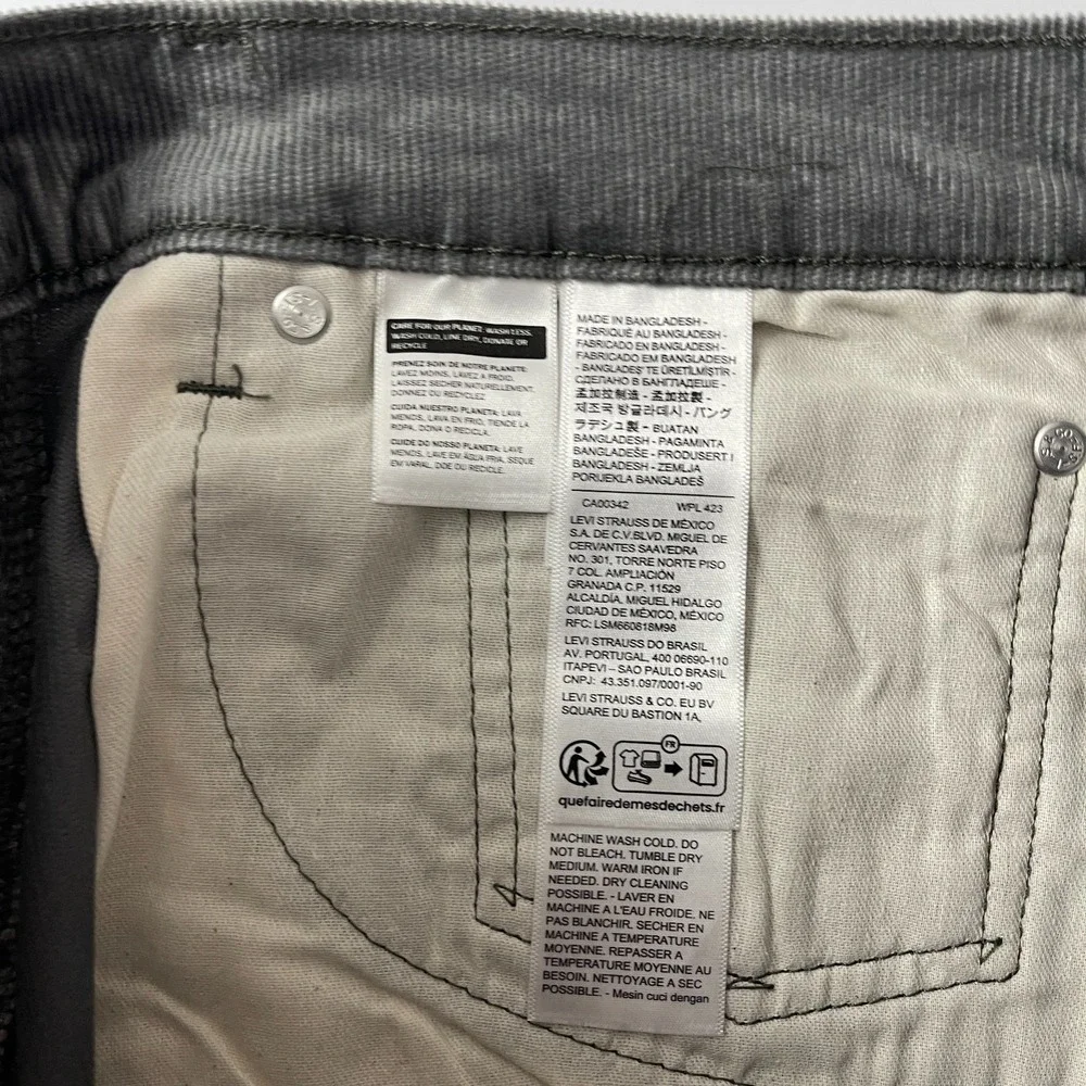 Levi's Pants Men's 34x32 Gray 505 Corduroy Pinwale Regular Fit Straight Preppy